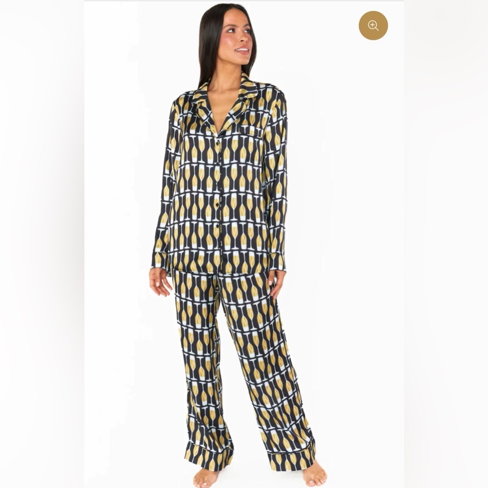 Pajama Set with Champagne Glasses
